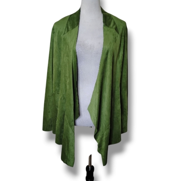 Passports Faux Suede Open Drape Jacket Women's Size M Boho Lagenlook Fall - Picture 2 of 7